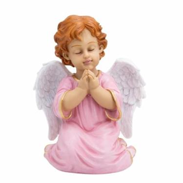 Imagem de Anjo Menino Rezando Anjinho Da Guarda 24cm Em Resina (Rosa)