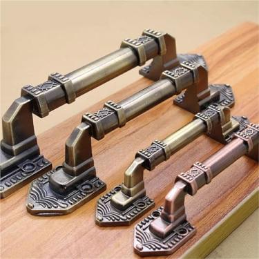 Imagem de Puxador de porta de celeiro de madeira para móveis decorativos, imitação de cobre, liga de alumínio, puxadores nivelados 1 peça (vermelho retrô 96 mm)