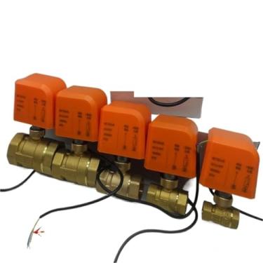 Imagem de 1 peça de válvula motorizada de latão com atuador AC220V DC12-24V 2 fios, 2 vias, 1/5.1 cm a 5.1 cm, controle automático, válvula esférica elétrica (DN40, AC220V)
