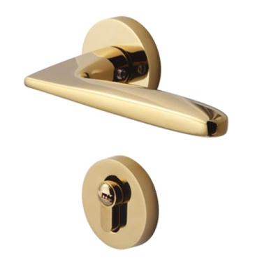 Imagem de Fechadura de porta dourada PVD Fechadura de porta de madeira para sala interna Fechadura silenciosa tipo fechadura dividida em liga de zinco