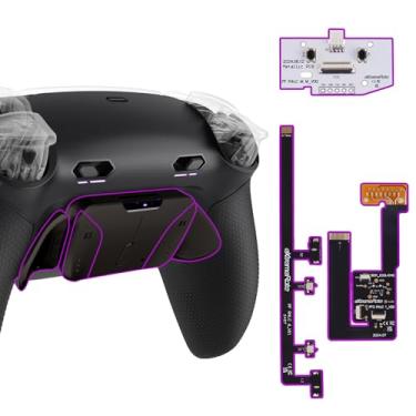 Imagem de eXtremeRate Kit De Pás Traseiras Rise4 Plus Max Rmb Com Travas Gatilho Clicky E Empunhadura Emborrachada Para Controle Ps5 Bdm-030 040 050, Botões Metal Real Remapeáveis, Preto
