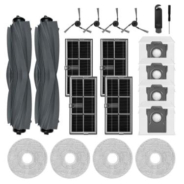Imagem de lvtengai Acessórios compatíveis com MOVA P10 / P50 Pro Ultra, para Dreame L40 Ultra / X40 Ultra / X40 Master Robot Vacuum, 2 escovas principais de borracha, 4 sacos de pó, 4 esfregões, 4 filtros, 4