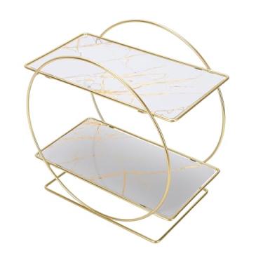 Imagem de Zerodis Organizador de Perfume de 2 Camadas, Cômoda de Ferro Organizadores de Balcão de Banheiro de Grande Capacidade Suporte de Mesa de Maquiagem Dourada Prateleira de Armazenamento de (WHITE)