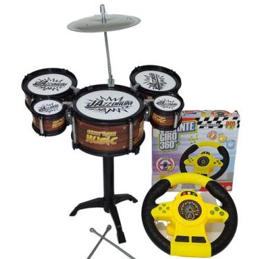 Imagem de Kit Bateria Infantil Mini Jazz Music Rock Baqueta 05 Bumbo + Volante -