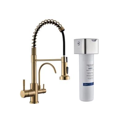 Imagem de GIMILI Torneira de cozinha com sistema de filtro de água embaixo da pia torneira GoldKitchen