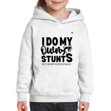 Imagem de Moletom Infantil I do my own stunts but never intentionally - Foca na 