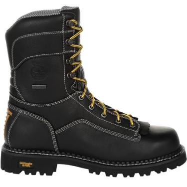 Imagem de Georgia Boot Bota de trabalho à prova d'água AMP LT Logger de salto baixo, preta, tamanho 7(M)