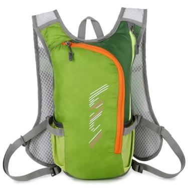 Imagem de CUOFYUNL Mochila de hidratação respirável Nylon Mochila de bexiga de água reflexiva para caminhada e corrida (Verde)