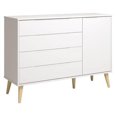 Imagem de Cômoda Com Porta Retrô Elfe Branco Acetinado Natural - Reller