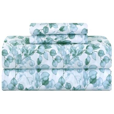 Imagem de Conjunto de lençóis de cama damasco tamanho casal 500 fios com estampa de penas e pontos, 100% algodão macio e respirável, bolsos profundos de 45,72 cm, listrado, colchão, resort, hotel, decoração de