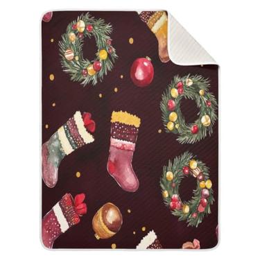 Imagem de Blueangle Meias de Natal Cobertores de bebê para berço, soneca, 76 x 101,6 cm, quentes, aconchegantes, macios, cobertores unissex para meninos, meninas, crianças, bebês (572)