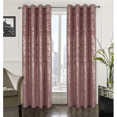 Imagem de ZYDADA Cortinas de veludo, efeito de folha dourada brilhante, cortinas de janela com isolamento térmico com ilhós para festa/casamento/armário