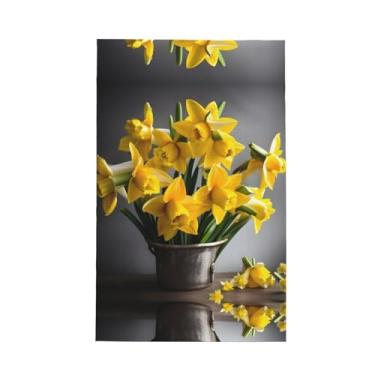 Imagem de XLLingL Toalhas de cozinha de waffle com estampa de buquê de narcisos, panos de prato de microfibra, perfeitos para decoração e limpeza de cozinha - 1 peça