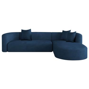 Imagem de Sofá Modular Celinne Luxuoso Sala De Estar Decoração Luxo 265cm Suede Cor Azul Marinho