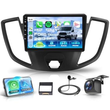 Imagem de Rádio estéreo automotivo 8 núcleos 6G + 128G Android 15 para Ford Transit 2013-2019, sem fio Carplay Android Auto, tela sensível ao toque de 23 cm com GPS/Bluetooth 5.0/FM RDS/DSP/5G-WiFi 360°