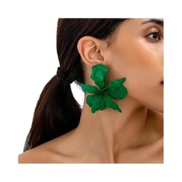 Imagem de Brincos Femininos Grandes Com Pregas Geométricas E Flores, Acessório D