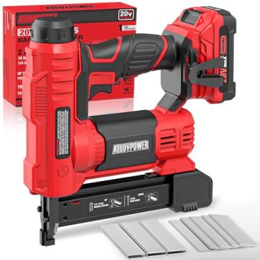 Imagem de Alloypower Grampeador elétrico com 1000 pregos e 1000 peças de grampos incluídos para reforma doméstica e marcenaria