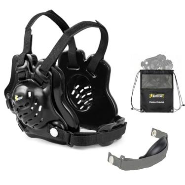 Imagem de BLISSTAO Protetor de ouvido de luta livre BJJ para jovens e adultos – Copo e almofada de queixo intercambiáveis 2 em 1 – Inclui bolsa de engrenagem de malha ventilada (preto)