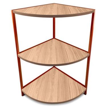 Imagem de Estante De Canto Tripla Colby Madeira/Aço - Geral, Cobre/Jade