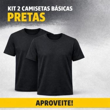 Imagem de Kit Com 2 Camisetas Masculinas Básicas Preto Hering-Masculino
