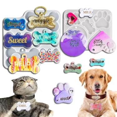 Imagem de BIGEBO Molde de silicone de resina para animais de estimação, forma de osso de cachorro, formato de gato, molde de chaveiro para resina epóxi, artesanato, artesanato, pingente, decoração