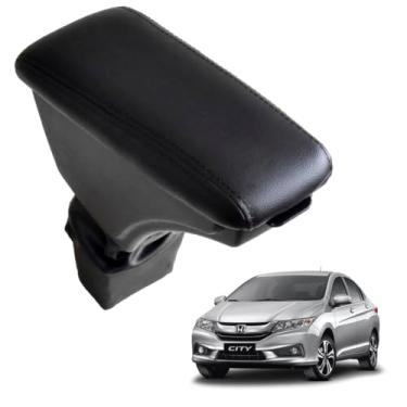 Imagem de Apoio Encosto Descanso De Braço Com Porta Obejtos Para Honda City 2015 A 2023 (Preta - Costura Preta)