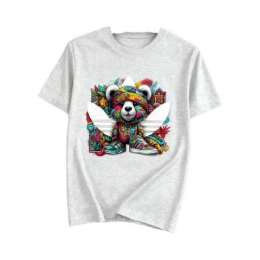 Imagem de Camiseta De Algodão Unissex Com Estampa, Manga Curta, Gola De Marinhei