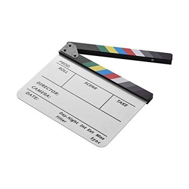 Imagem de Placa de Bate-Papo Filme Diretor Acrílico Dry Erase Cena Ação TV Clapper Board Slate com Caneta Marcadora Paleta Cor Profissional Vídeo Pros Feito Orgânico Madeira Ímã Som Claro Ranura para Personagen