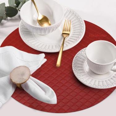 Imagem de 12 Jogo Americano Redondo Vermelho Matelasse Impermeável Pvc - Idealiz