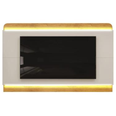 Imagem de Painel Quarto p/ TV até 75 Polegadas Nadine c/ Led 219x136cm Bali/Cedro - DJ Móveis