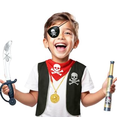 Imagem de Fantasia Infantil Pirata 6 Produtos - Tamanho Único 3 a 7 anos