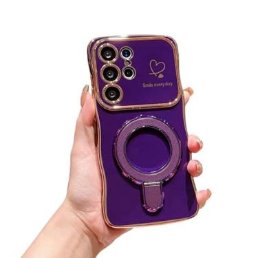 Imagem de Moldura ondulada ondulada com revestimento em formato de coração compatível com capa Samsung Galaxy (roxo escuro, Samsung Galaxy S25 FE)