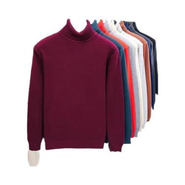 Imagem de Suéter Masculino Slim Fit De Tricô Gola Alta Outono Alta Qualidade Ant
