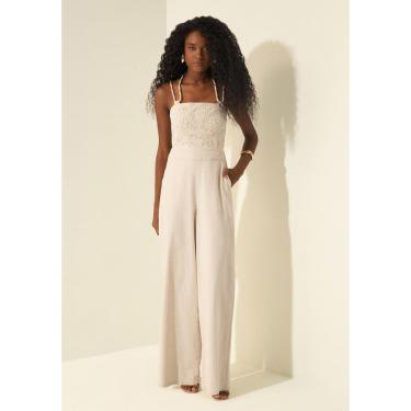 Imagem de Macacão Longo Com Bordado Em Sarja Com Linho-Feminino