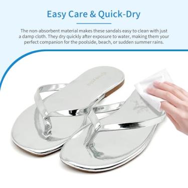 Imagem de Chinelo feminino, bico quadrado, espuma viscoelástica suporte de arco sandálias de verão para mulheres, tendência de couro vegano, leve, macio, confortável, nuvem, chinelos femininos essenciais de