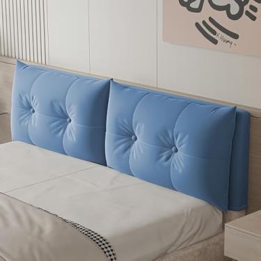 Imagem de Travesseiro removível de flanela para cabeceira - Almofada decorativa grande para o encosto para quarto, sofá, dormitório - Almofada de apoio para as costas rosa suave de 150 cm