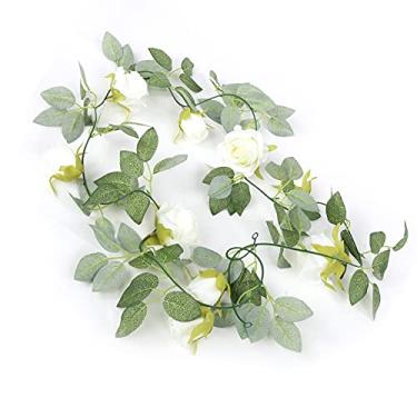 Imagem de GLOGLOW Guirlanda de Videira de Flores Artificiais para Plantio Suspenso de Videira, Plantas Suspensas de Seda de Simulação para Decoração de Casamento, Comprimento de 2 M, Perfeita para Ambiente
