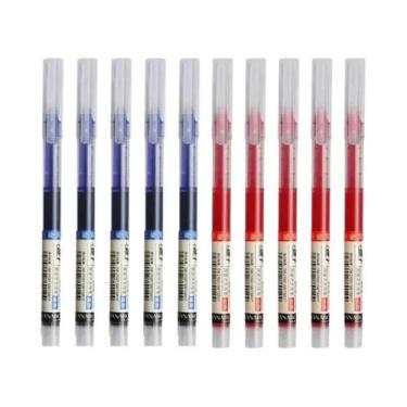 Imagem de Canetas Gel Tipo Agulha Pretas, Azuis E Vermelhas 10PCS, Material Esco