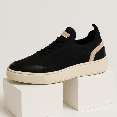 Imagem de Tênis Masculino Casual Knit Couro Legítimo Leve Flexível e Super Confortável-Masculino