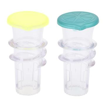 Imagem de Espremedor de limão, 2 peças de espremedor de frutas cítricas manual pequeno com filtro embutido e tampa para coquetéis, bebidas e cozinhar, material PP de grau alimentício, design transparente, fácil