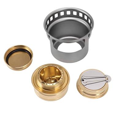 Imagem de Generic Fogão Portátil a álcool Compacto de Cobre à Prova de para Camping e Piquenique Com Material de Liga de Alumínio (Cinza)