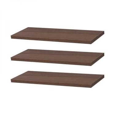 Imagem de Kit 3 Prateleiras 30 x 10cm Nogal Suporte Invisível
