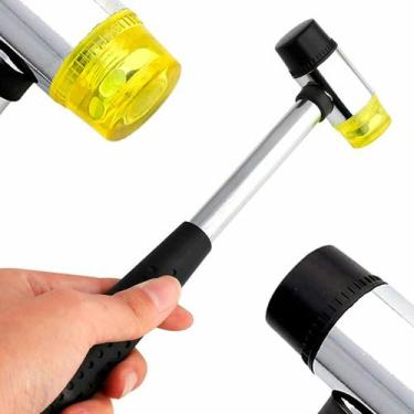 Imagem de Martelo 24cm Martelinho Ouro Dupla Face Ponteiras Borracha, Artesanato