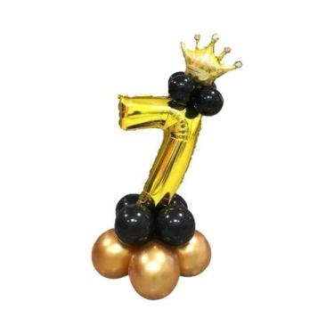 Imagem de Balões De Folha Com Números De 32 Polegadas, 16 Peças, Cromado Dourado