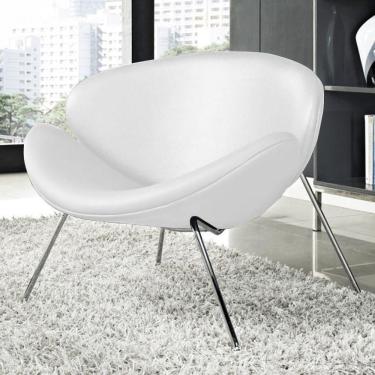 Imagem de Poltrona Trevo Couro Sintético Branco Base Cromada
