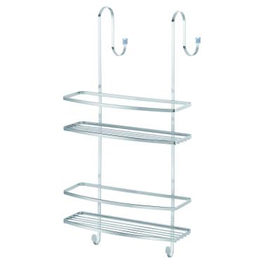 Imagem de Porta Shampoo e Toalha Duplo Cromado 4 Ganchos Suporte para Box Toalheiro Sem Furo