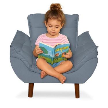 Imagem de Mini Poltrona Cadeira Infantil de Criança Suede Grafite Pés Palito - T