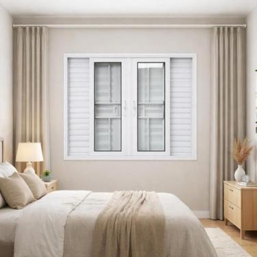 Imagem de Veneziana 6 Folhas de Correr Com Grade Alumínio Branco 120x120 Linha 2