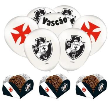 Imagem de Kit Festa Vasco 25 Balões + 40 Forminhas Para Doces Festcolor - Inspir