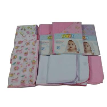 Imagem de Kit 10 Fraldas 4 Cueiros 3 Toalhas capuz dupla face menina